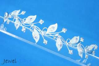 Brilliant Full Blue Sapphire Flower w/ Crystal Bridal Wedding Tiara 
