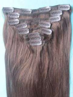 20 8P HUMAN HAIR CLIP IN EXTENSION #04 THICK 120grm ca  
