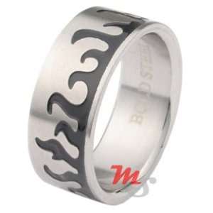  Enamel Flames Wide Band Stainless Steel Ring Sz 10 NEW 
