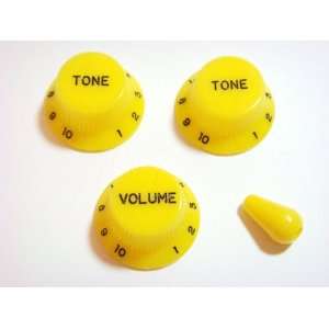   Knobs Set for Stratocaster Metric Yellow Musical Instruments