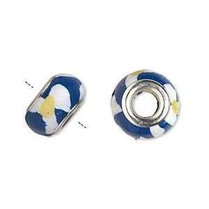  #7263 Bead, Dione™, polymer clay and silver plated brass 