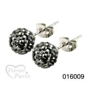  Tresor Paris Bissey Grey Crystal Earrings, 8mm Jewelry