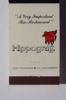 1960s Matchbook Hippogriff Important Bar Restaurant Saint Louis Park 