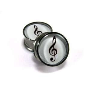 Treble Clef Picture Plugs   00g   10mm   Sold As a Pair
