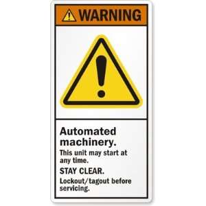  Automated machinery. This unit may start at any time. STAY 