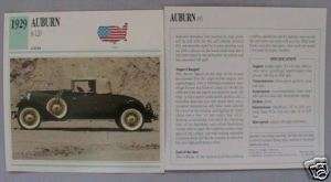 Auburn Collectors Classic Car Cards  