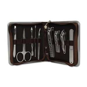  Swagger & Swoon Large Brown Mock Croc Manicure 9 piece Set 