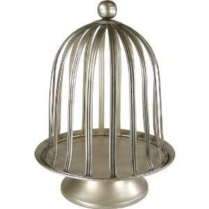  Large Tall Ribbon Cloche on Plate, Metal