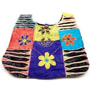  Daisy Peace Sign Embroidery Patchwork Trashy Chic Cotton 