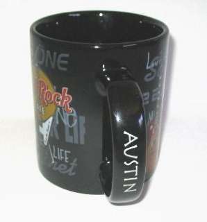 Hard Rock Cafe ~ Austin ~ Huge Black Guitar Coffee Mug  