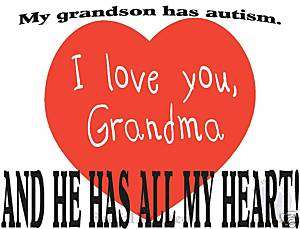 Adult T shirt Autism Awareness *Autistic* Grandma heart  