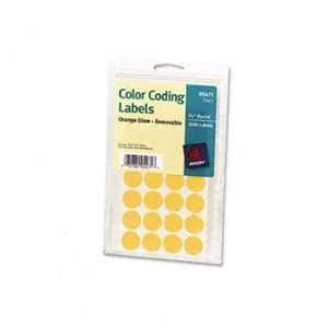   Write Removable Color Coding Labels, 3/4in dia, Neon Orange, 1008/Pack