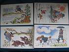 ANTIQUE MOSCOW 1968 year Soviet Russian postcard dog hunting hare boar 