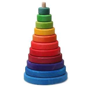   Wooden Cone Shaped Stacking Tower in a Rainbow of Colors Toys & Games