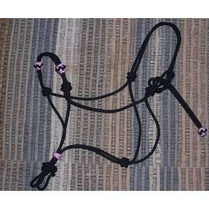  black & pink clinician rope horse halter with extra nose 