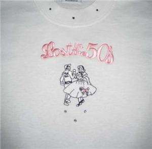 Embroidered LOST IN 50s, POODLE SKIRT Shirt~ Girls 6/8  