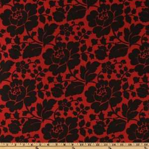  44 Wide Toni Large Floral Red/Black Fabric By The Yard 