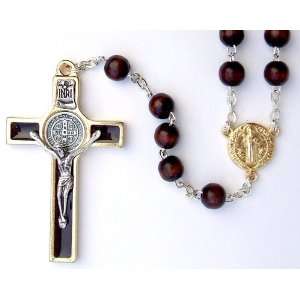  St Benedict 7mm bead Mahogany Rosary 