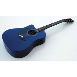   BLUE LEFT HANDED ACOUSTIC ELECTRIC GUITAR LEFTY Musical Instruments