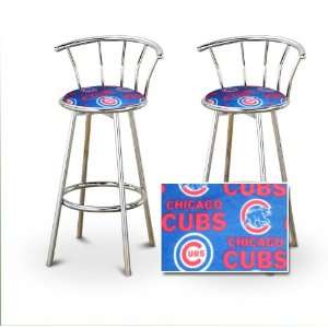  2 Chicago Cubs Baseball Soft MLB Custom Chrome Barstools 
