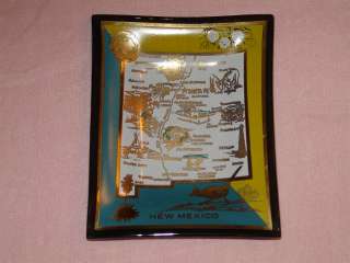 Old New Mexico Map Souvenir Glass Ashtray W945  