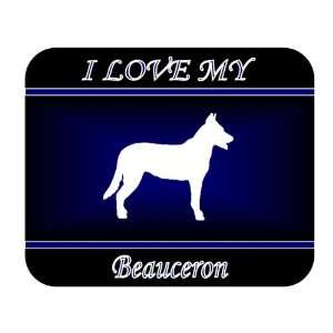  I Love My Beauceron Dog Mouse Pad   Blue Design 