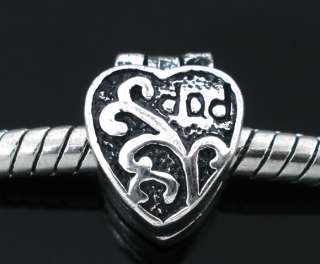   tone Heart Stopper Beads. Clips/Locks Fit Charm Bracelet ☆b17  