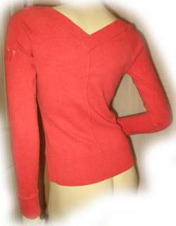   JEANS Womens Orange Long Sleeve V Neck Sweater TOP Blouse Small  