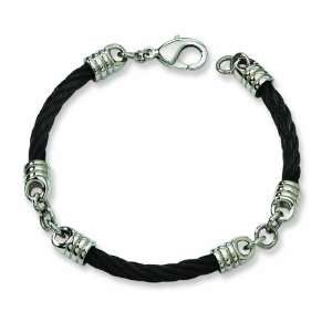    Black Plated Stainless Steel Coil Chain Rope Bracelet Jewelry