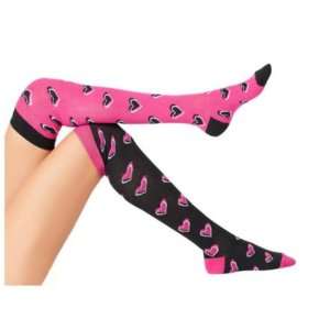  Lucci Hearts Over The Knee High Socks   Hot Pink Sports 