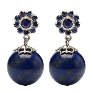    Lapis Lazuli and Sapphire Sterling Silver Dangle Earrings Jewelry