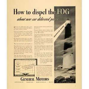  1940 Ad General Motors Lighthouse Fog Chart Automobile 