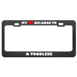 My Heart Belongs To A Togolese Country Flag Metal License Plate Frame 