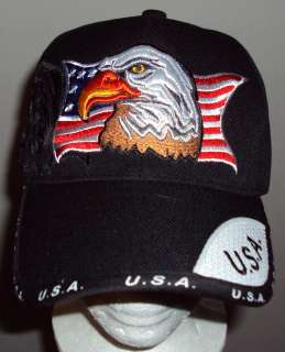 DELUXE PATRIOTIC AMERICAN BALD EAGLE U.S.A. FLAG BASEBALL BALL CAP HAT 
