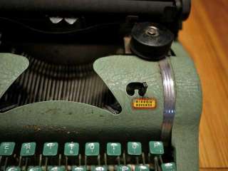 Vintage 40s Antique Mint Green TOM THUMB Metal Portable Typewriter w 