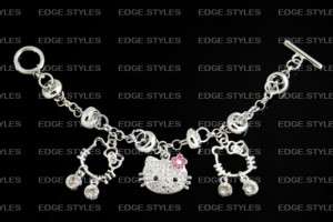 Hello Kitty Cat Swarovski Charm Pink Toggle Bracelet ♥  