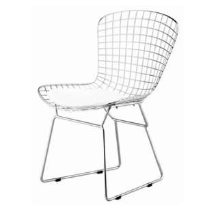  Designer Modern Bertoia Style Wire Side Chair in White 