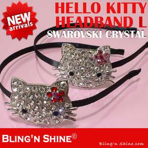 Hello Kitty Large Headband Swarovski Crystal Sparkling Hair band Pink 