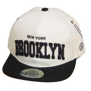 NEW YORK BROOKLYN FLAT BILL BLK WHITE SNAPBACK HAT CAP  