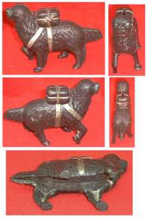 1920s CAST IRON STILL BANK, LARGE DOG WITH PACK  