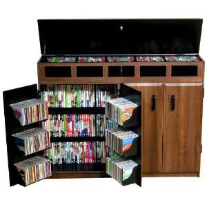 Top Load CD DVD Media Storage Cabinet Walnut 2362WA  