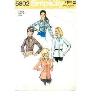  Simplicity 5802 Sewing Pattern Misses Shirt & Ascot Tie 