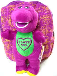 NEW Plush Barney Purple Dinosau doll Backpack bag  