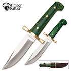 set of 2 timber rattler green bowie knife collection piece