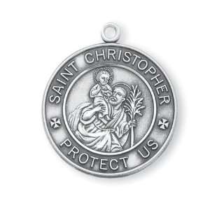  Medium Round St. Christopher Medal w/24 Chain   Boxed St 