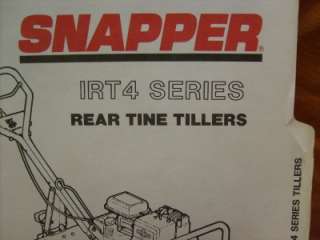 SNAPPER IRT 4 SERIES REAR TINE TILLERS SEVICE MANUAL  