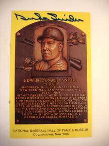 Duke Snider Autographed Baseball HOF Postcard  