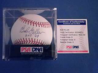 BOB FELLER Signed OML Baseball HOF Graded PSA/DNA 9 Cleveland Indians 