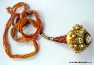   vintage antique old tribal gold head piece kundan tika pendant  