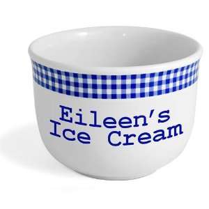  Personalized Blue Gingham Ice Cream Bowl
